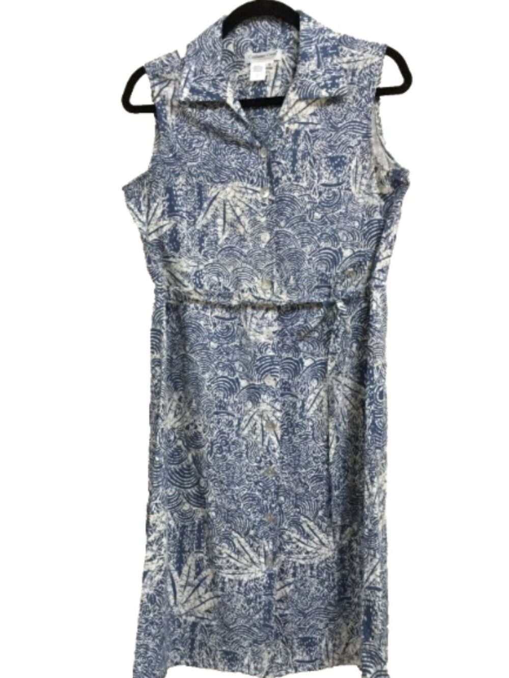Coldwater Creek women Size 8 Dress Sleeveless Shirtdress Nautical Blue White